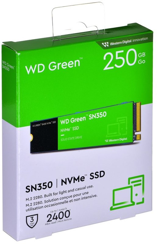 WDS250G2G0CWD Green SN350 Disque dur interne SSD  M.2 2280 PCIe Gen3 x4 NVMe 250 Go