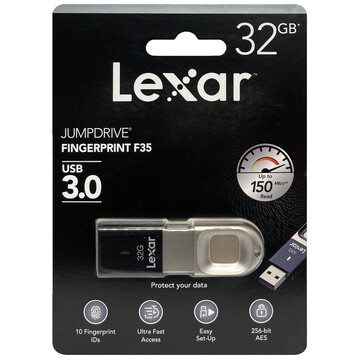 LJDF35-32GBBK Lexar Clé USB 3.0 sécurisée Lexar JumpDrive Fingerprint f35