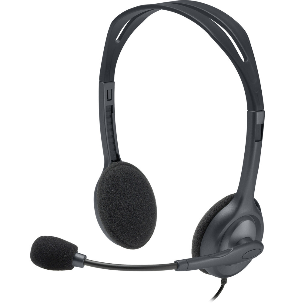 981-000593 LOGITECH H111 Corded Stereo Headset - BLACK - 3.5 MM