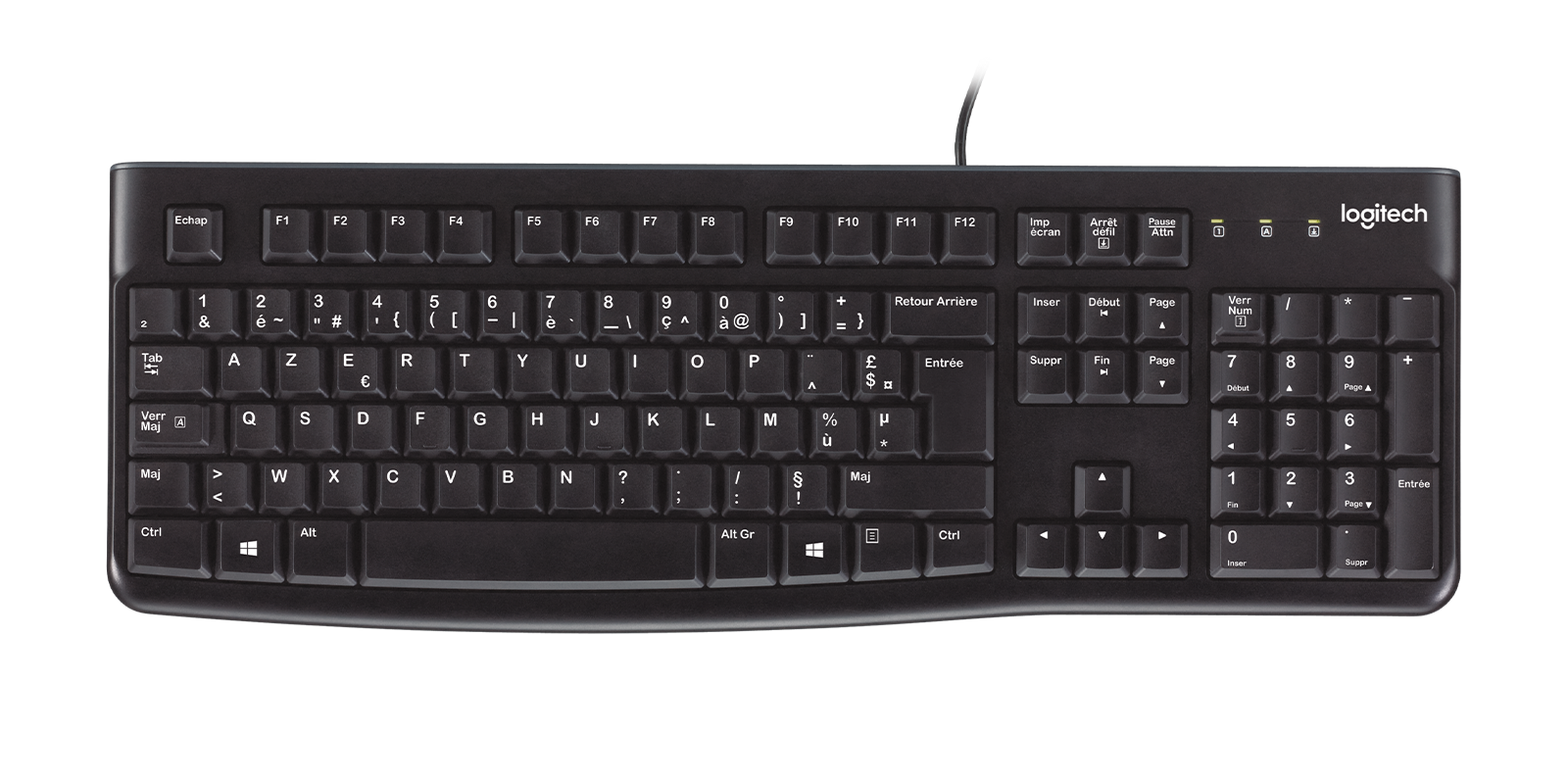 920-002488 LOGITECH K120 Corded Keyboard - BLACK - USB - FRA